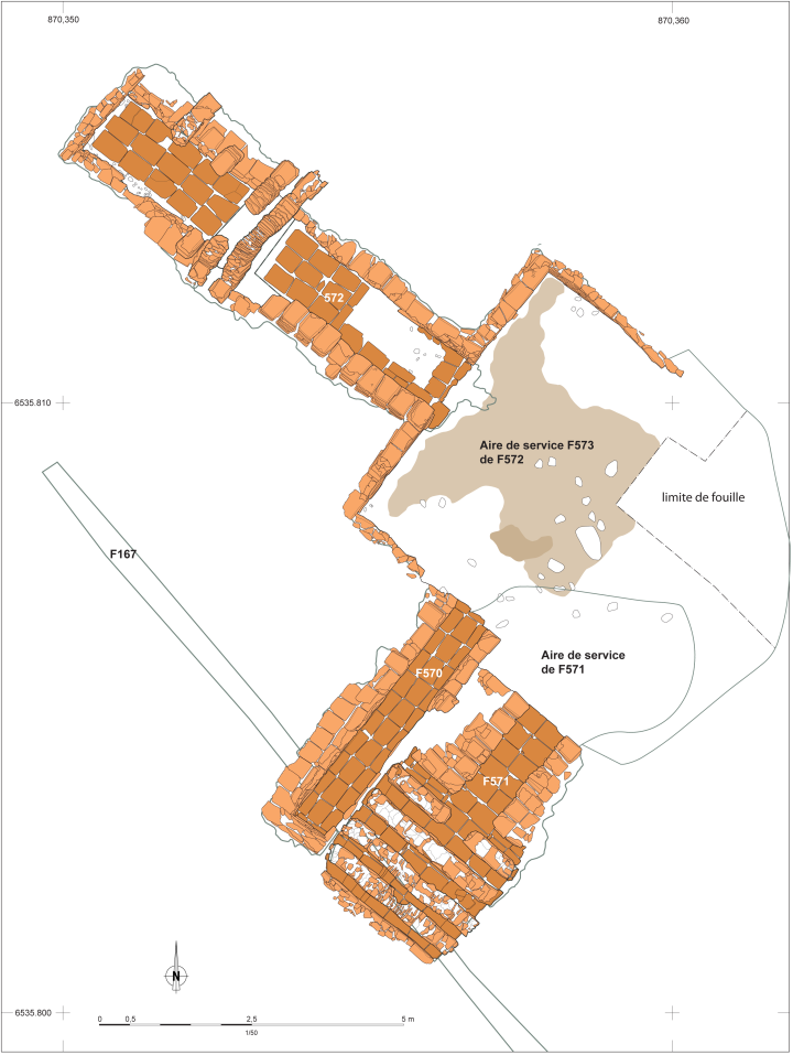 Plan des fours de tuiliers dans le secteur 1 ; plan &agrave; l&rsquo;&eacute;chelle 1/50