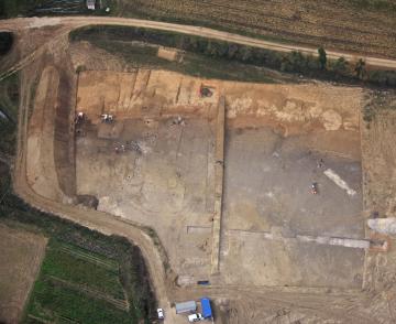 Vue aérienne de la fouille du fond de vallon (La Brangerie 1)