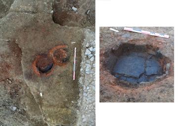 Vue verticale du sol où apparaissent les fours de verriers