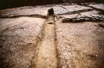 Vue du fossé bordant le côté sud du decumanus