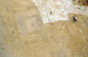 Villeneuve - Le fanum apr&egrave;s le d&eacute;capage, le nord est en haut de l'image 