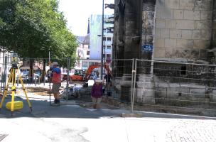 Rouen, Saint-Eloi,décapage et relevé topographique du site