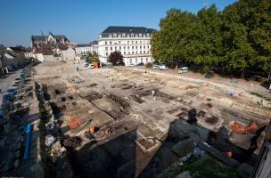 Vue du site de fouille de l'Hôtel du département à Troyes (Aube), 2010.