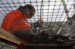 Station de lavage du mat&eacute;riel exhum&eacute; lors de la fouille du port antique d'Antibes (Alpes-Maritimes), 2012.