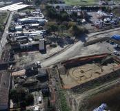 Vue générale de la zone de fouille. Céreirède Rauze-Basse, Lattes (Hérault), 2014. © Drone Concept, Inrap