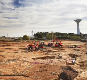 Vue du site de Lallemand en cours de fouille.  Lallemand, Mauguio (Hérault), 2013-2014.   © Yannick Brossard, Inrap